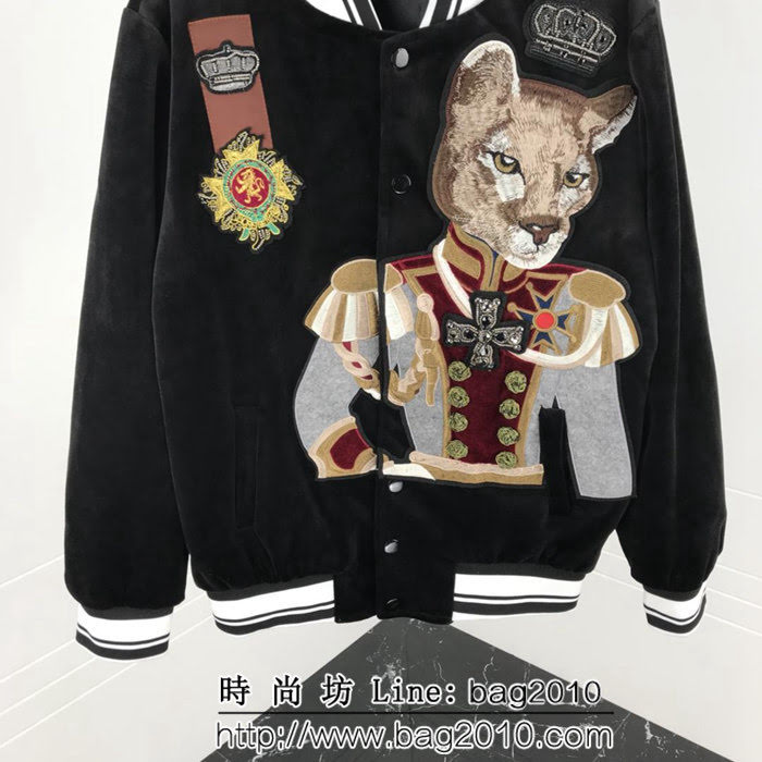 DＧ杜嘉班納 18ss秋冬新款 絲絨棒球款 豹將軍貼章圖案 男款外套 ydi1392